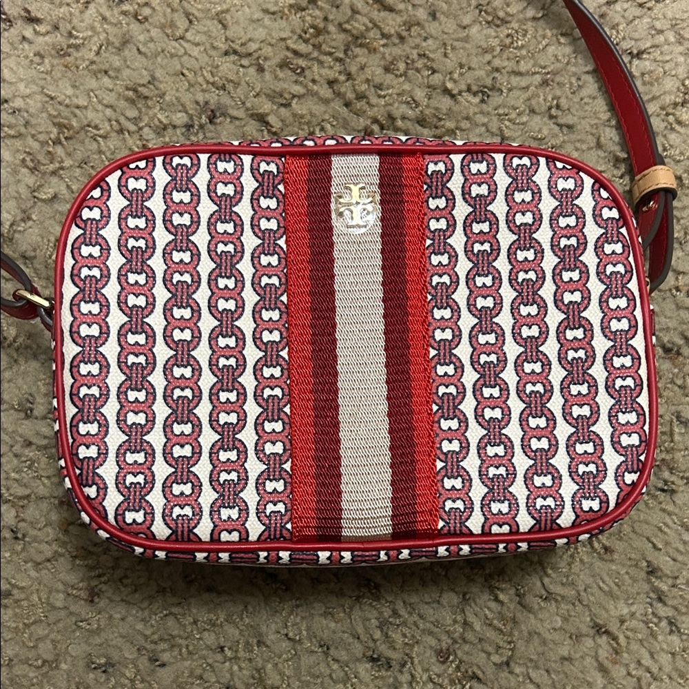 Tory Burch Gemini Link Red and White Crossbody